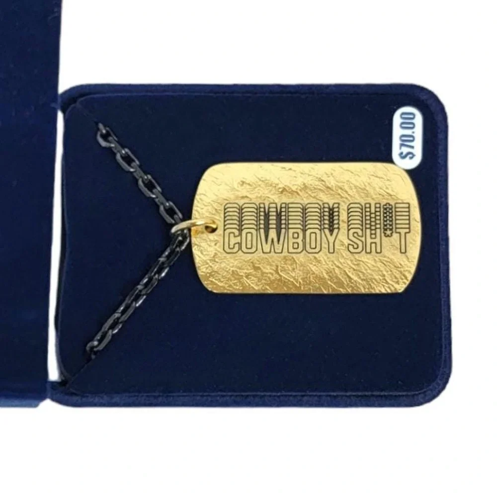 Montana‎ Silversmiths Men's Cowboy Sh*t 24K Gold Dog Tag Necklace MSRP $70 NEW